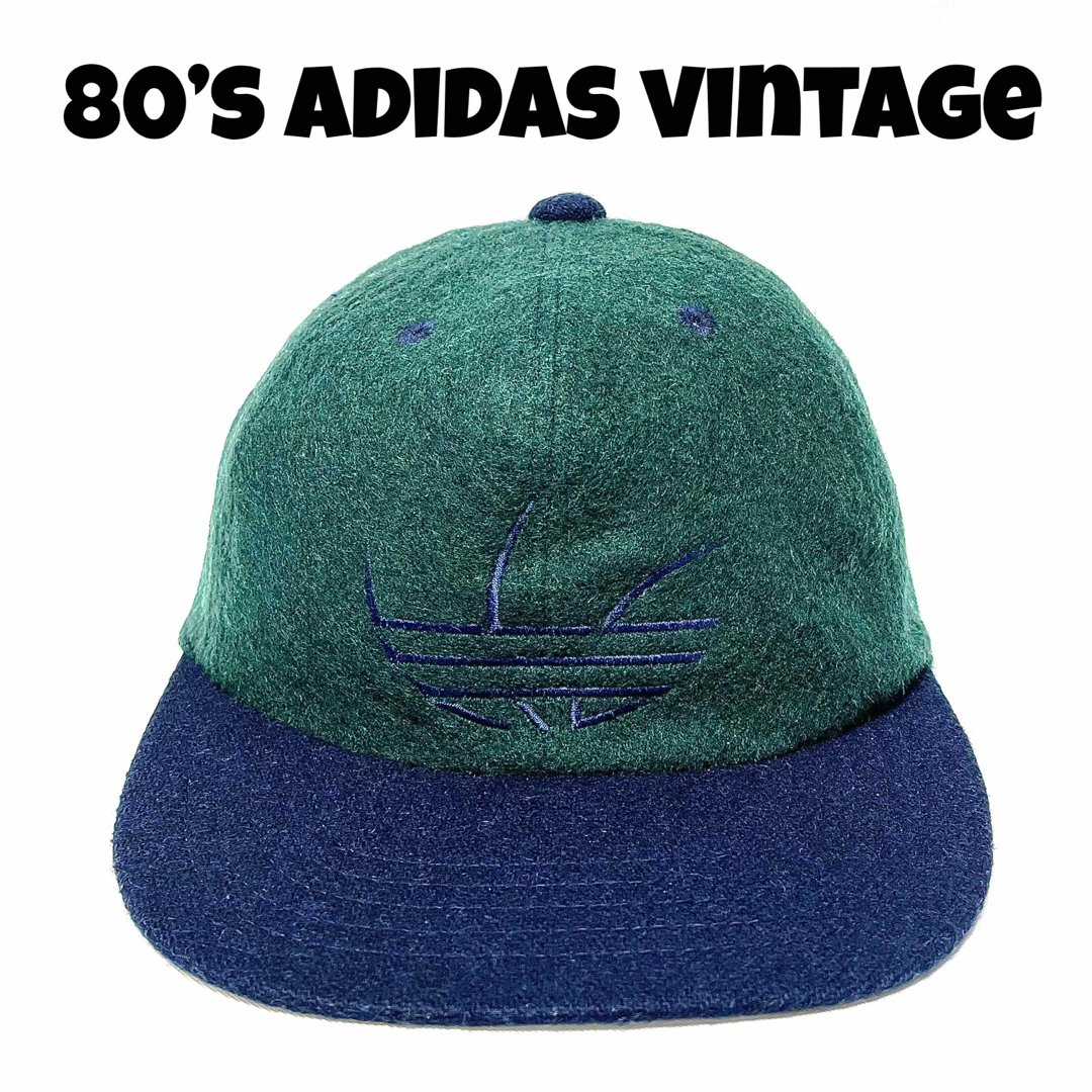 【希少】①adidasデサント製80sトレフォイル刺繍ヴィンテージウールキャップwoon_shop