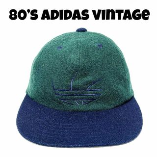 アディダス(adidas)の【希少】①adidasデサント製80sトレフォイル刺繍ヴィンテージウールキャップ(キャップ)