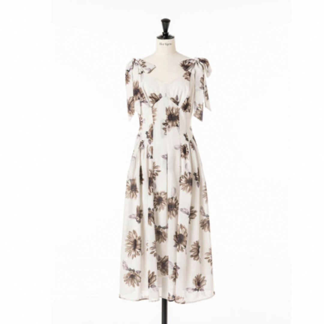 herlipto Sunflower-printed Midi Dress