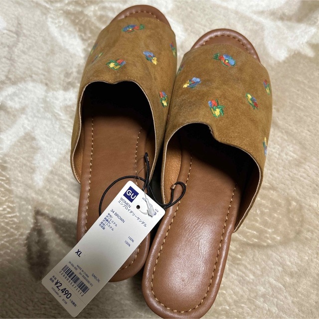 GU(ジーユー)のGU エンブロイダリーサンダル ブラウン レディースの靴/シューズ(サンダル)の商品写真