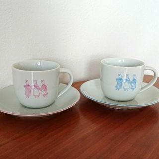 コーヒーカップ&ソーサー ペア 2客 うさぎ 卯(テーブル用品)