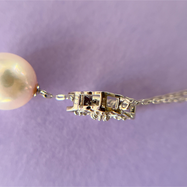 アコヤパールネックレス/天然ダイヤモンド/K18WG/本真珠/Akoya/日本製 レディースのアクセサリー(ネックレス)の商品写真