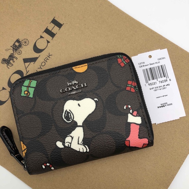 COACH コーチシグネチャー スヌーピージップ アラウンド ウォレット 新品