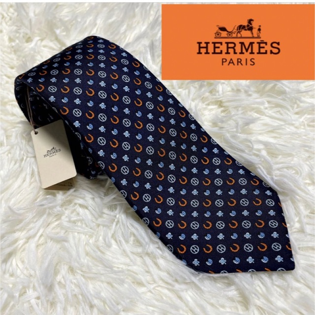 新品未使用 最高峰 HERMES H総柄 シルク PARIS ネクタイ 11940円 限定