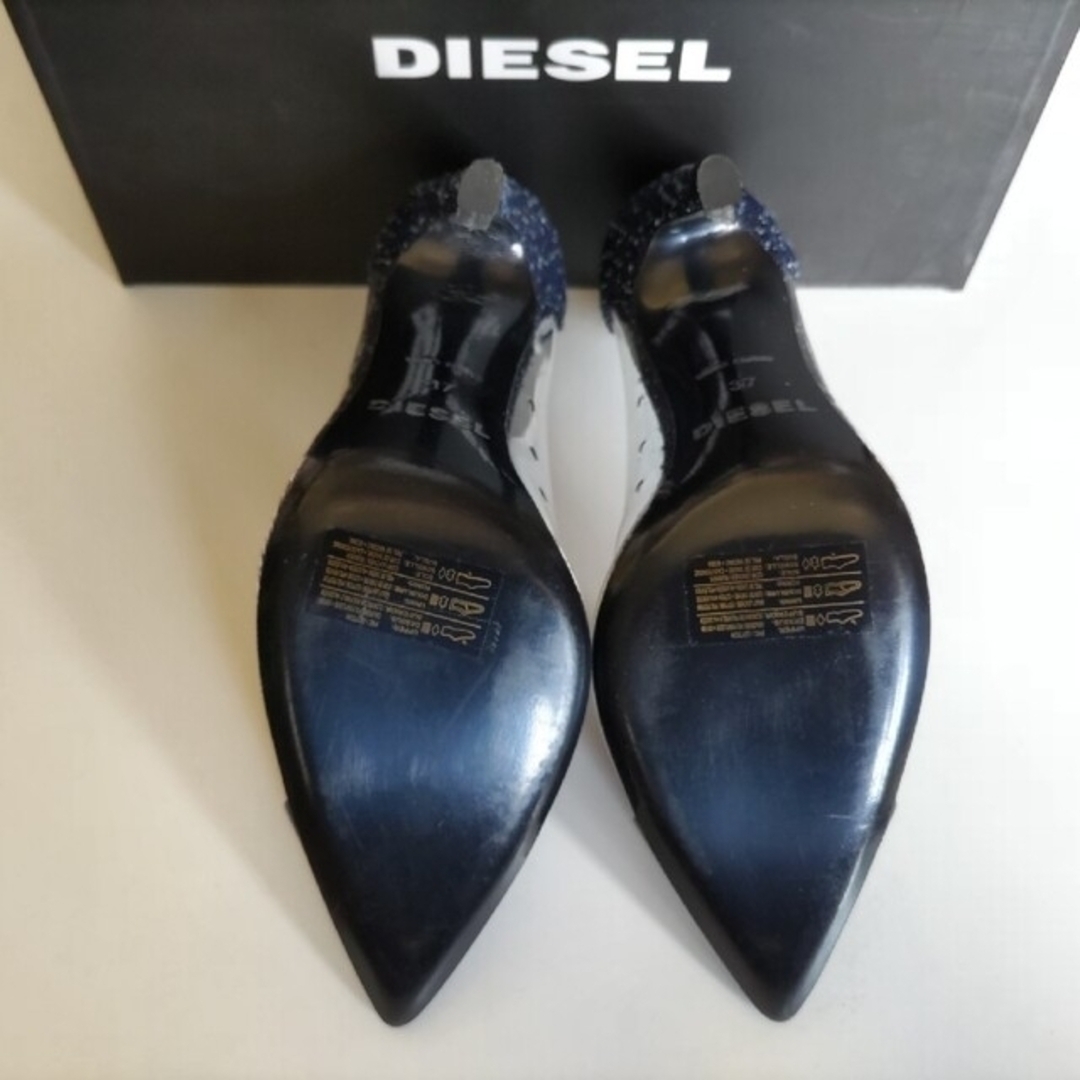 DIESEL(ディーゼル)のラスト２足！★DIESEL ディーゼル スケルトン ×デニムミックス ピンヒール レディースの靴/シューズ(ハイヒール/パンプス)の商品写真