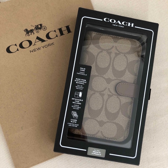 新品★COACH コーチ レザー iPhone 14 iPhone 13ケース