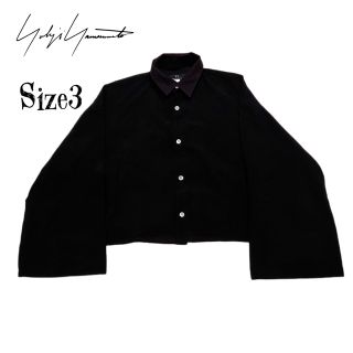 ヨウジヤマモト(Yohji Yamamoto)の希少★ヨウジヤマモト Y'S ブラック サイズ3 ショート丈 デザイン長袖シャツ(シャツ)