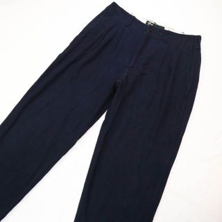 FAT - FAT ウールヘリンボーン ツータックパンツ 濃紺リラックス