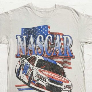 JQV  ビンテージ   白 NASCAR　ナスカー　星条旗　 Tシャツ(Tシャツ/カットソー(半袖/袖なし))