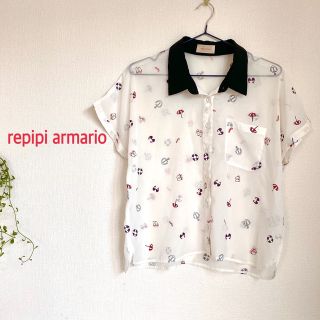 レピピアルマリオ(repipi armario)のレピピアルマリオ 半袖 シースルー シャツ 夏柄 XS シアー ブラウス(シャツ/ブラウス(半袖/袖なし))