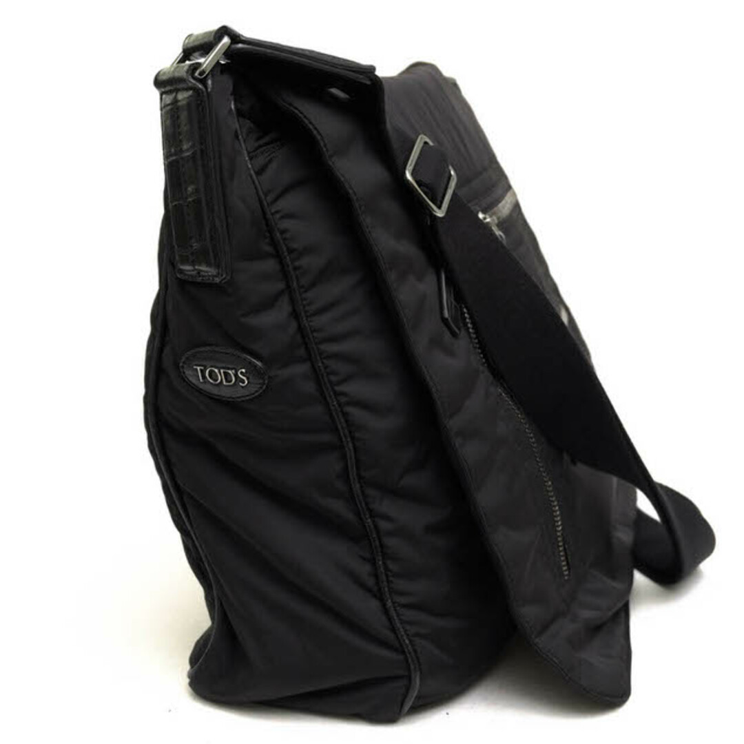 トッズ／TOD'S バッグ ショルダーバッグ 鞄 メンズ 男性 男性用ナイロン レザー 革 本革 ブラック 黒 A4サイズ収納可 メッセンジャーバッグ  ユニセックス 男女兼用