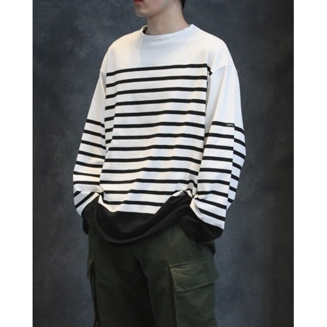 OUTIL/ウティtricot habas white/black 1 ボーダー 正規代理店