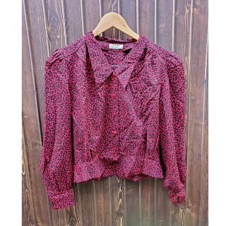 ニナリッチ(NINA RICCI)のvintage  NINA RICCI レオパード 赤 レッド ブラウス(シャツ/ブラウス(長袖/七分))