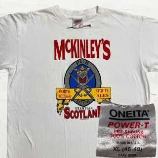 JQF ONEITA 90s USA製 白 マッキンリー　スコットランド T(Tシャツ/カットソー(半袖/袖なし))