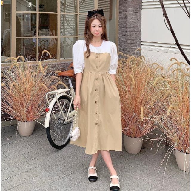 大きいサイズ レディース 春 夏 ワンピース 重ね着風 新品 半袖 大きいサイズ レディース 春 夏 ワンピース 重ね着風 新品 半袖