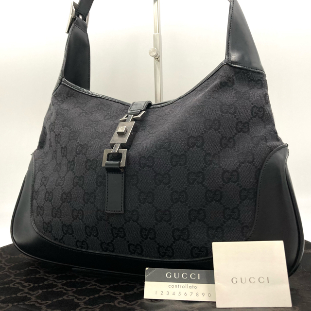 極美品✨ グッチ ワンショルダー ジャッキー キャンバス レザー GG柄