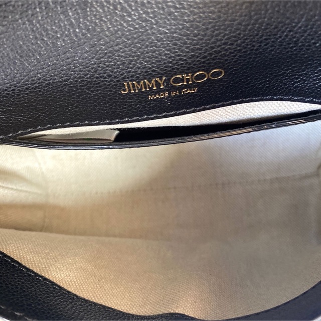 【美品】JIMMY CHOO パイソン ブラック ゴールチェーンショルダーバッグ