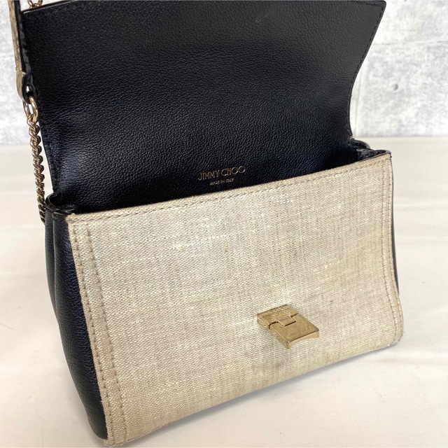 【美品】JIMMY CHOO パイソン ブラック ゴールチェーンショルダーバッグ