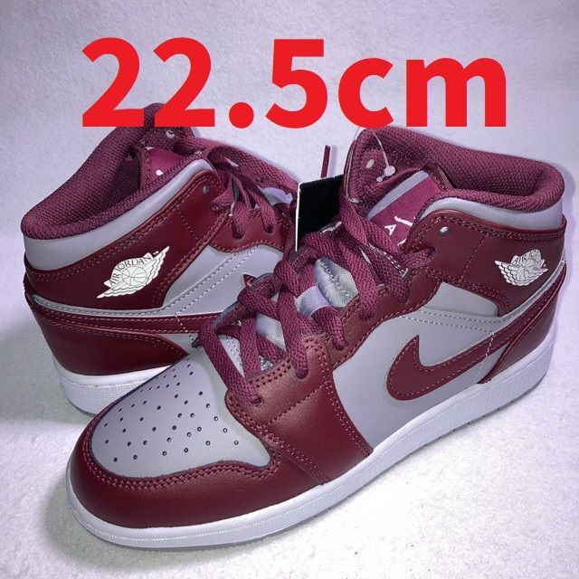 NIKE - エアジョーダン1 MID GS 赤 灰 白 22.5cm 箱付きの通販 by ...