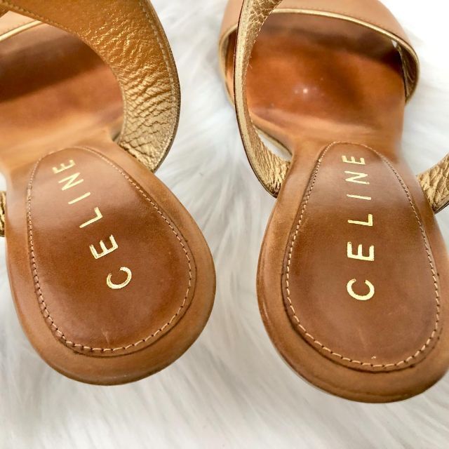 CELINE セリーヌ レザー サンダル ミュール ブラウン-