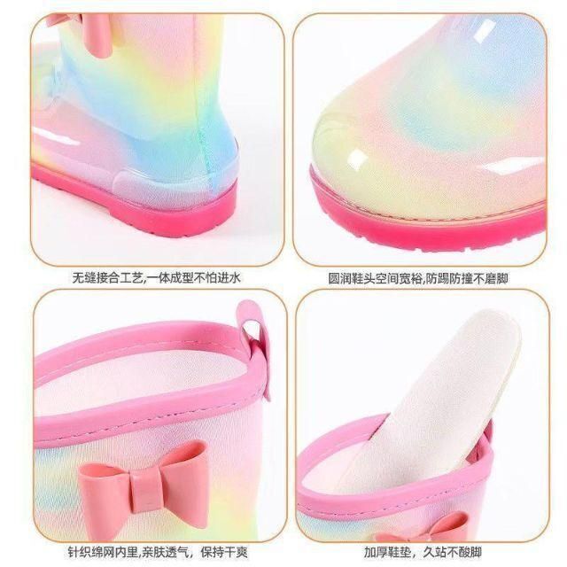 新品】キッズ レインボー 長靴 16cm 雨 レインブーツ ピンク 女の子