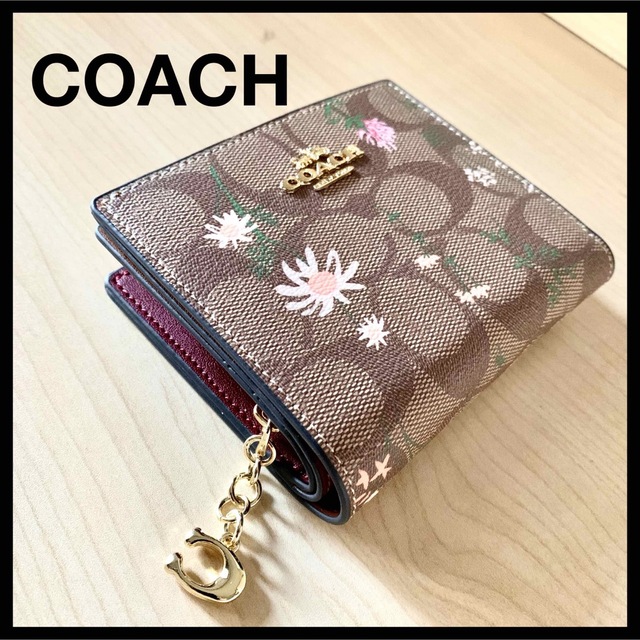 小銭入れ×1内側【新品♪COACH】折り財布 シグネチャー フラワー柄／C8734 IME7V