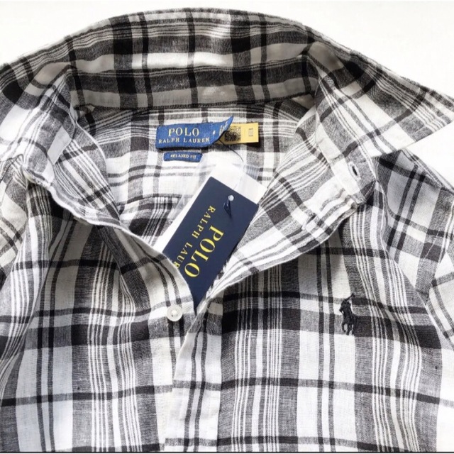 新作 新品 RALPH LAUREN ラルフローレン チェック リネンシャツ M