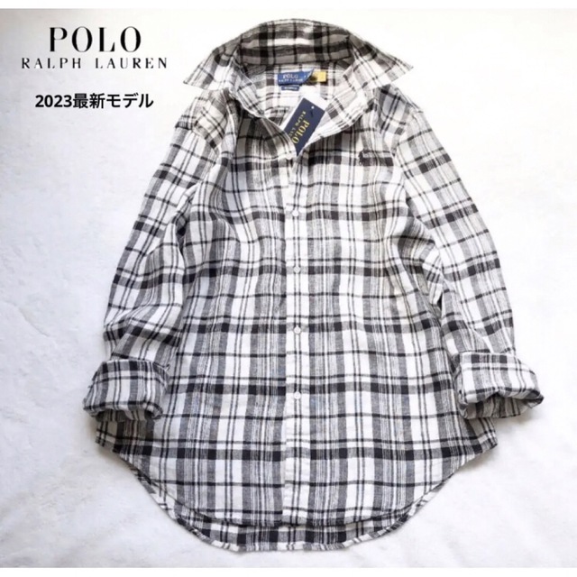 新作　新品　RALPH LAUREN ラルフローレン　チェック　リネンシャツ　M