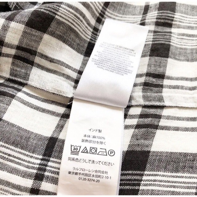 新作 新品 RALPH LAUREN ラルフローレン チェック リネンシャツ M
