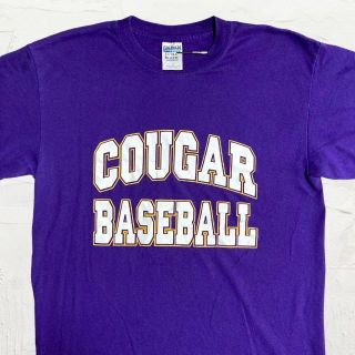 JNQ ビンテージ 90s  紫 COUGAR　ベースボール　カレッジ Tシャツ(Tシャツ/カットソー(半袖/袖なし))