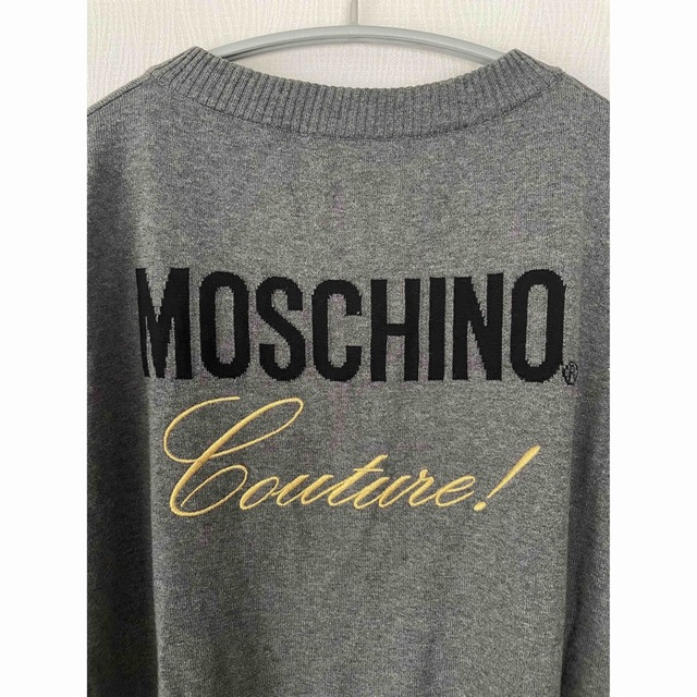 【新品】MOSCHINO モスキーノ ロゴ刺繍 グレー 薄手カーディガン