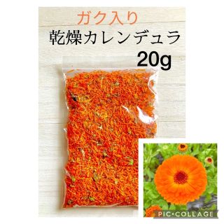 安心畑の乾燥カレンデュラ（ガク入り）20g  匿名配送(ドライフラワー)