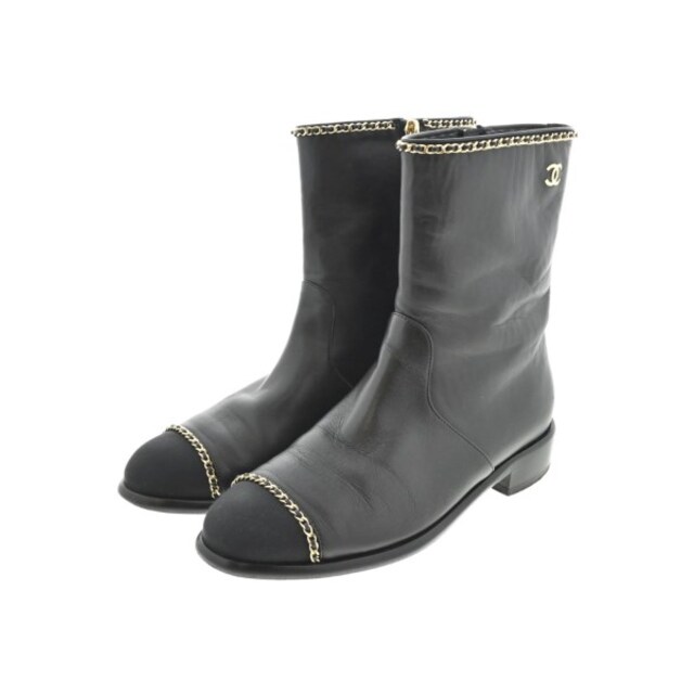 CHANEL シャネル ブーツ 36(22.5cm位) 黒xゴールド 【古着】-