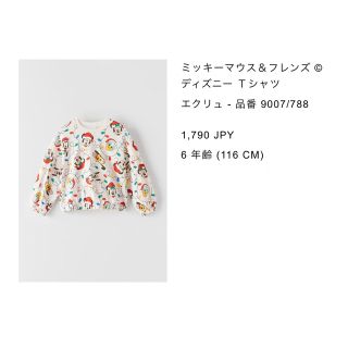 ザラ(ZARA)のZARA☆ディズニークリスマス総柄カットソー(Tシャツ/カットソー)