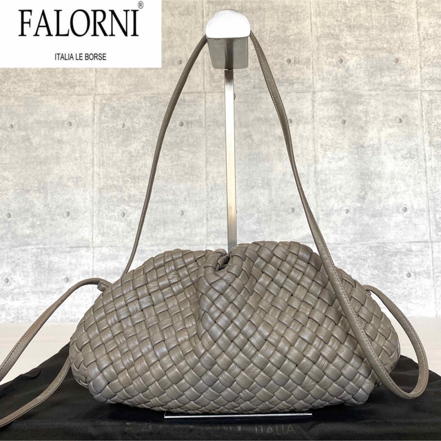 美品】FALORNI イントレチャート エトープ ラムレザー ショルダー