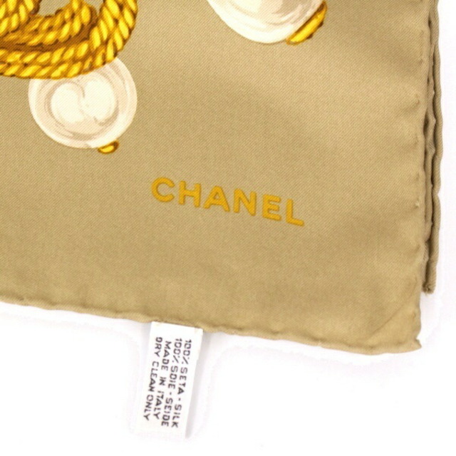 CHANEL - Aランク シャネル 大判スカーフ シルク チェーン柄 ベージュ