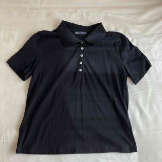 ザラ(ZARA)の☆美品☆ ZARA コットンポロシャツ ブラック Sサイズ(Tシャツ/カットソー(半袖/袖なし))