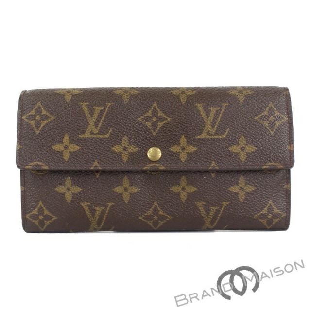 Bランク ルイ・ヴィトン ポルトモネクレディ M61725 モノグラム ファスナー付長財布 LOUIS VUITTON ブラウン