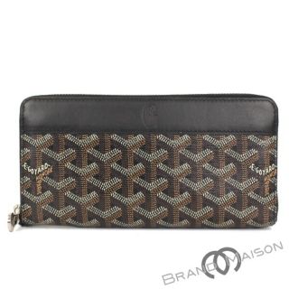 ゴヤール(GOYARD)のAランク ゴヤール マティニョンジップGM 財布 ヘリンボーン GOYARD 黒 レディース ブラック レザー(財布)