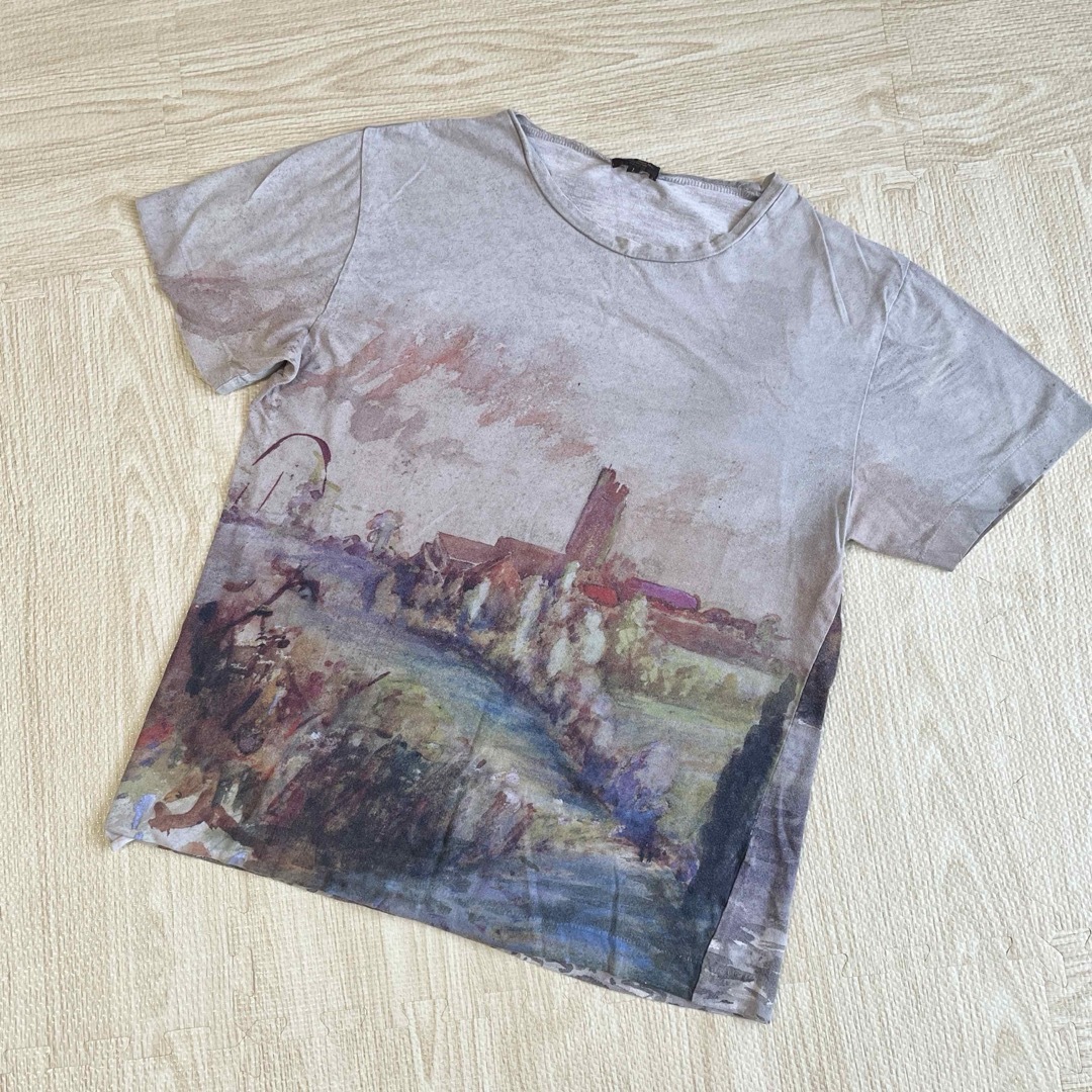 サイズS相当 ポールスミスコレクション 半袖 総柄Tシャツ 風景画 絵画