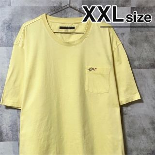 Tシャツ　XXLサイズ　胸ポケット　スリット　イエロー　GREGNORMAN　鮫(Tシャツ/カットソー(半袖/袖なし))