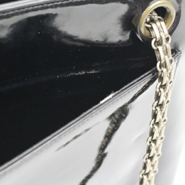 シャネル エナメルチェーンショルダー パテントレザー ヴィンテージ ブラック レディース CHANEL black 【中古】
