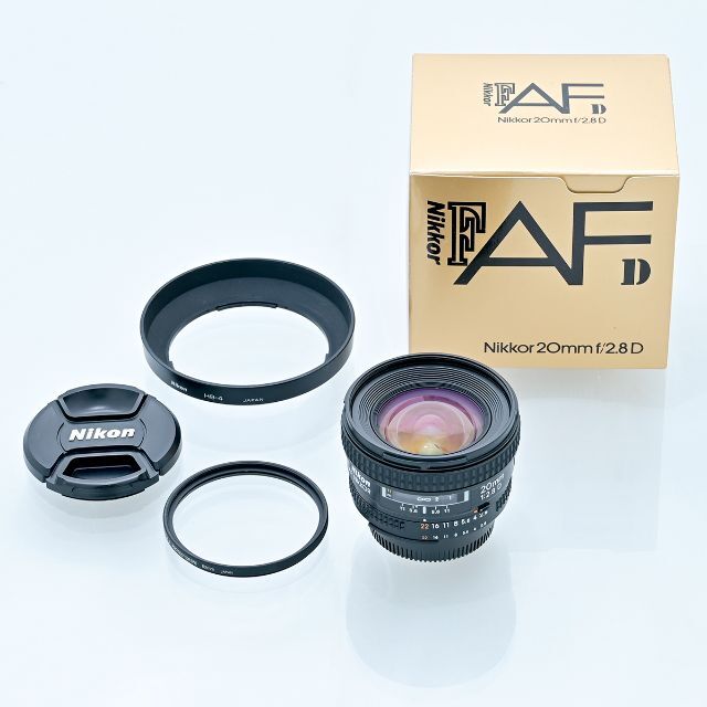 直営の通販サイト Nikon AF 20mm 2.8 D 元箱一式 レンズフード 保護