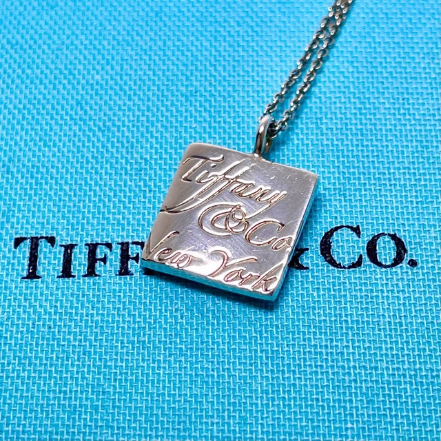 希少!美品 TIFFANY&Co. ノーツ スクエア プレートネックレス | www