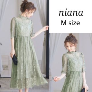 ファッションレター(FASHION LETTER)のniana ハイネック総レース5分袖ドレスワンピース(ロングドレス)