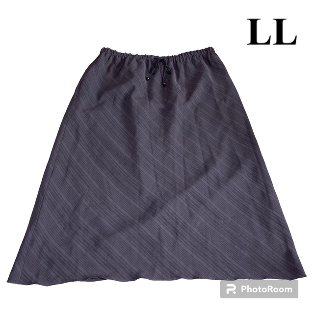 膝丈スカート　黒　LL レディースのスカート(ひざ丈スカート)の商品写真