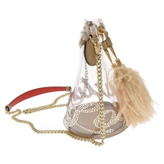 CHRISTIAN LOUBOUTIN クリスチャンルブタン Marie Jane Bucket マリージェーンバケット バケツバッグ ショルダー ベージュ/クリア