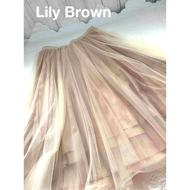 Lily Brown シフォンプリーツスカート くすみピンク