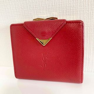 イヴサンローラン(Yves Saint Laurent)のYSL イヴ・サンローラン 折財布 レッド 赤 ゴールド金具 がま口(財布)