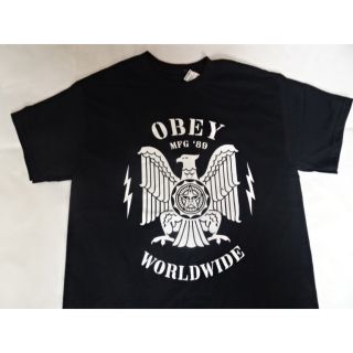 オベイ(OBEY)のUSA購入【OBEY】USA国鳥 白頭鷲 ロゴイラストプリントTシャツUS M黒(Tシャツ/カットソー(半袖/袖なし))